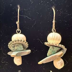 Elegant Pearl and Stone Dangle Earrings